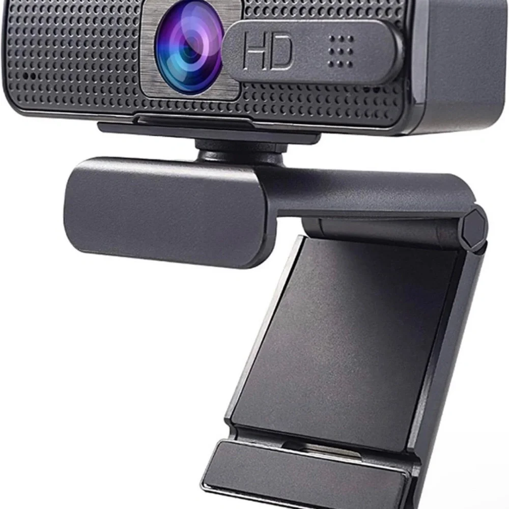 HD Black Webcam with Adjustable Stand